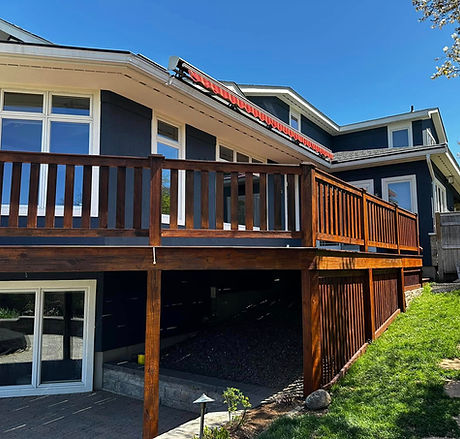 Freshly painted home with new deck