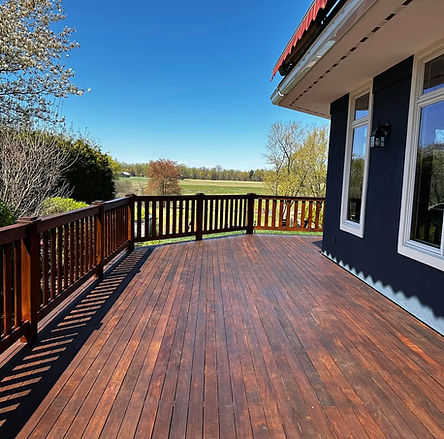 Freshly refinished deck flooring