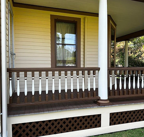 Home exterior with newly refinished deck